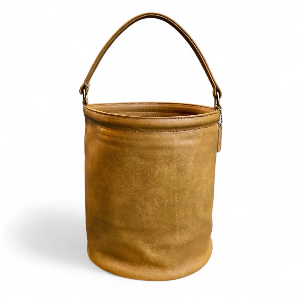 🏉 Vintage Coach Saddle Tan Colossal Bucket